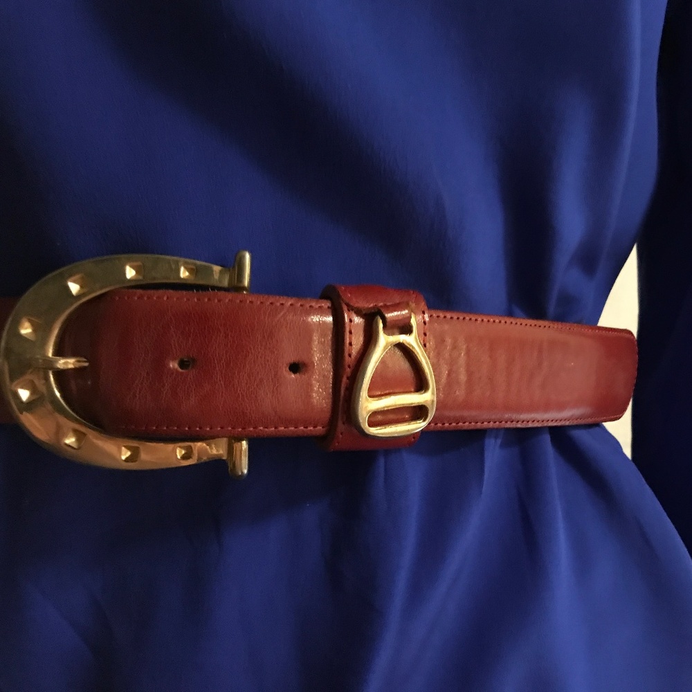 Vintage Doncaster red leather 1 1/4 inch belt, medium
